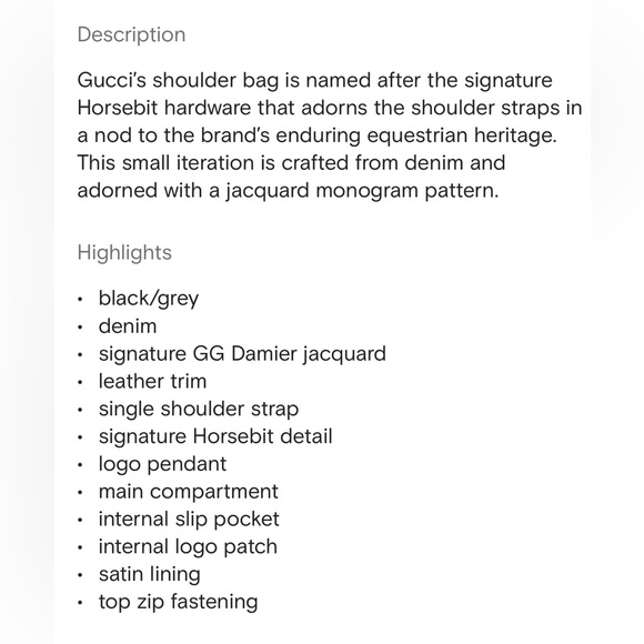 GUCCI: SMALL HORSEBIT SHOULDER BAG IN BLACK DENIM - Picture 10 of 10